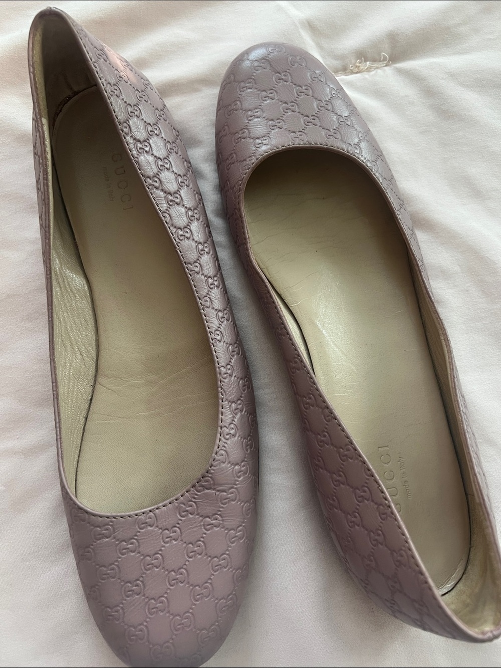 Gucci Mauve Embossed GG Leather Ballet Flats